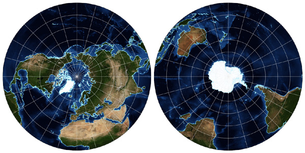 Azimuthal equidistant map globes