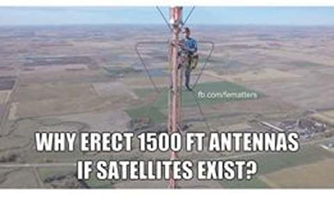 Flat earth explanation for communication towers