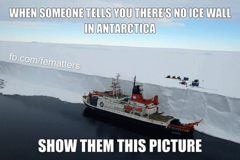 Flat Earth ice wall in Antarctica