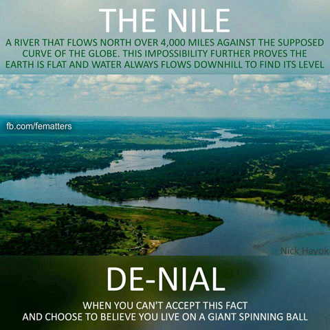 Flat earth explanation of Nile not flowing uphill