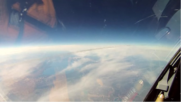 These pictures were taken from a U2 spy plane by the manufacturer, Lockheed, at 70,000 feet.