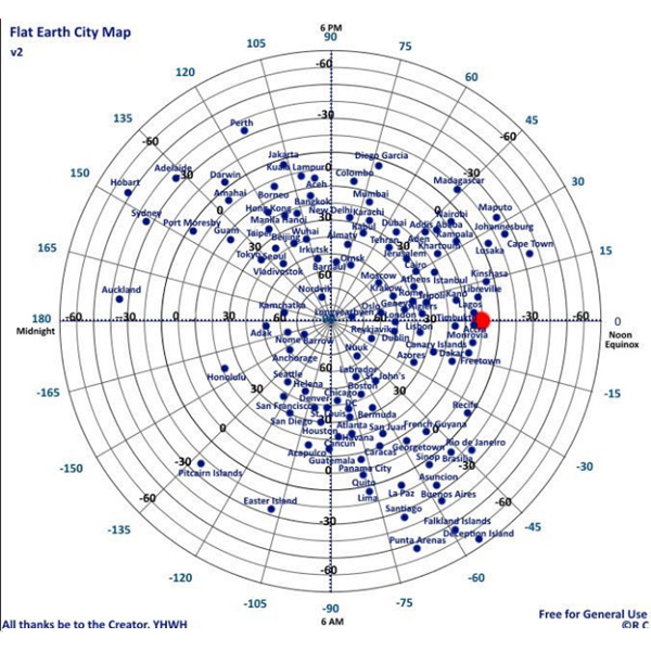 Flat Earth map cities