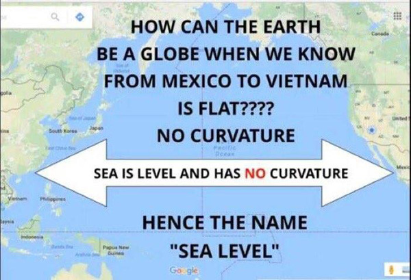 Flat earther says water is flat from Mexico to Vietnam