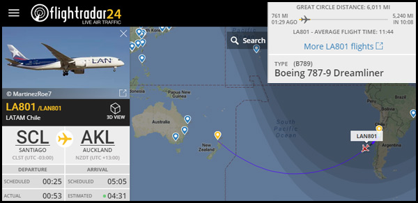 flat earth debunked airline flight aukland chile