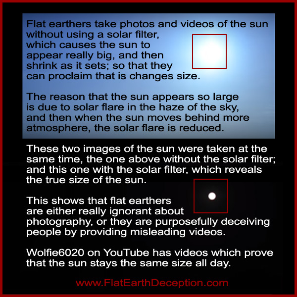 Flat earthers misrepresent the size of the sun, proclaiming that it is shrinking