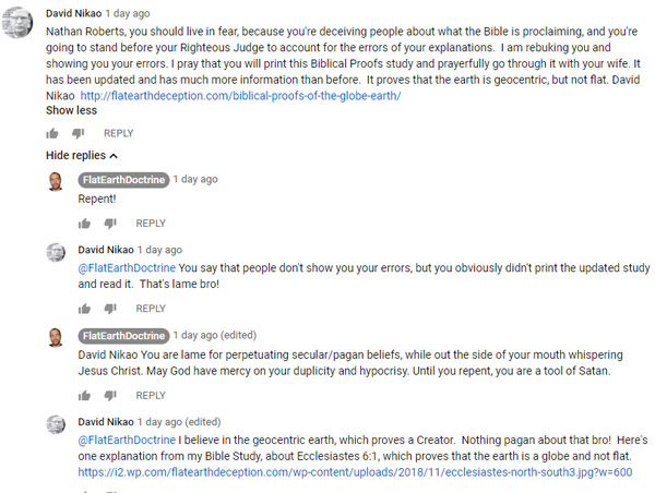 Rebuke of flat earther Nathan Roberts