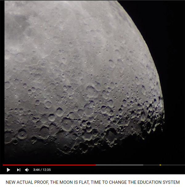 A new flat earth video was released called 'NEW ACTUAL PROOF, THE MOON IS FLAT, TIME TO CHANGE THE EDUCATION SYSTEM