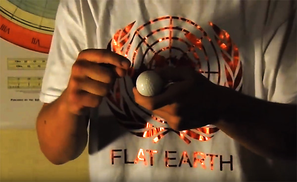 Nathan Thompson then uses a white golfball, which ironically shows the side that's lit and the dark side; which proves that it's being illuminated by an external light source.