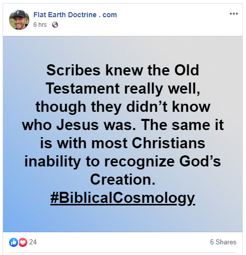 Nathan Roberts posted this on his Flat Earth Doctrine Facebook page.