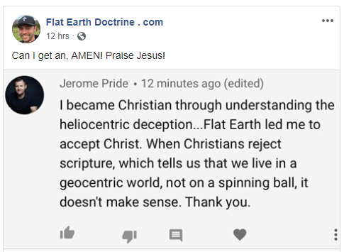 Jerome Pride becomes a Christian because of the flat earth doctrine