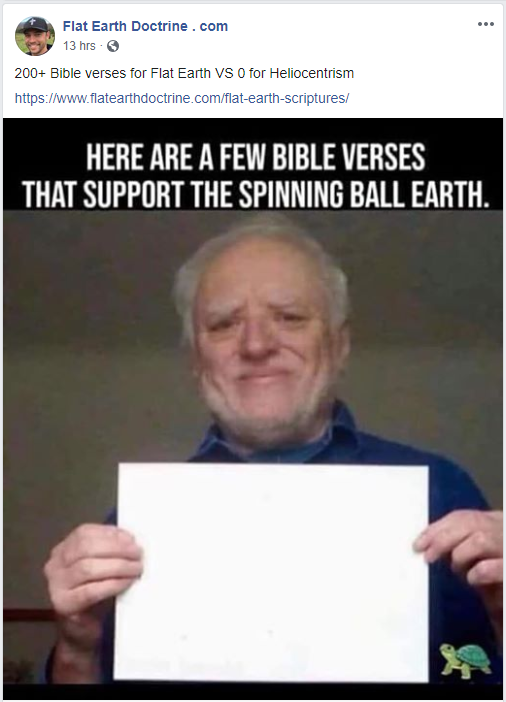 Nathan Roberts Flat Earth Doctrine Facebook Meme, Bible verses that support the spinning ball earth