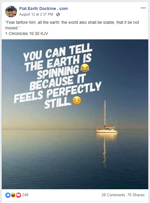 Nathan Roberts posted this video on his Flat Earth Doctrine Facebook page.