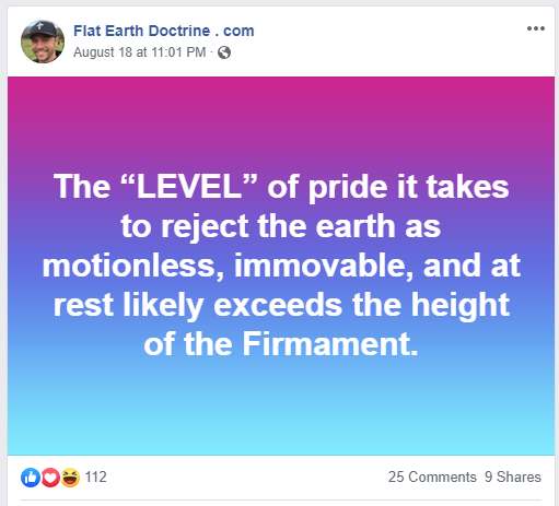 Nathan Roberts posted this on his Flat Earth Doctrine Facebook page.