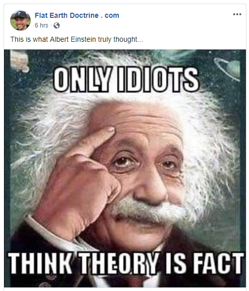 Nathan Roberts posts picture of Albert Einstein quote, only idiots think theory is fact.